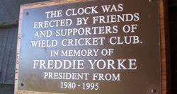The plaque in memory of Freddie Yorke